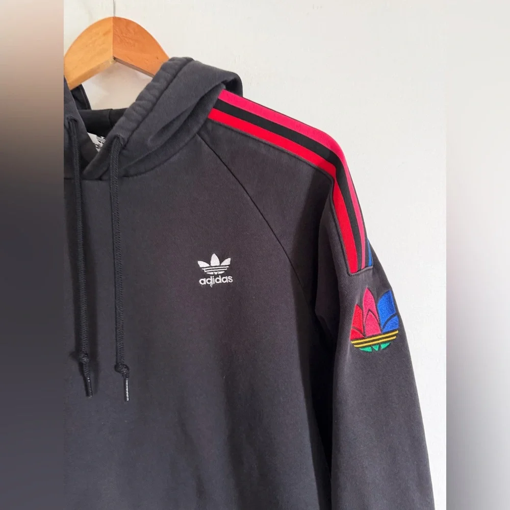 Adidas Fleece Lined Black Hoodie Sweatshirt size Large EUC - Picture 8 of 13